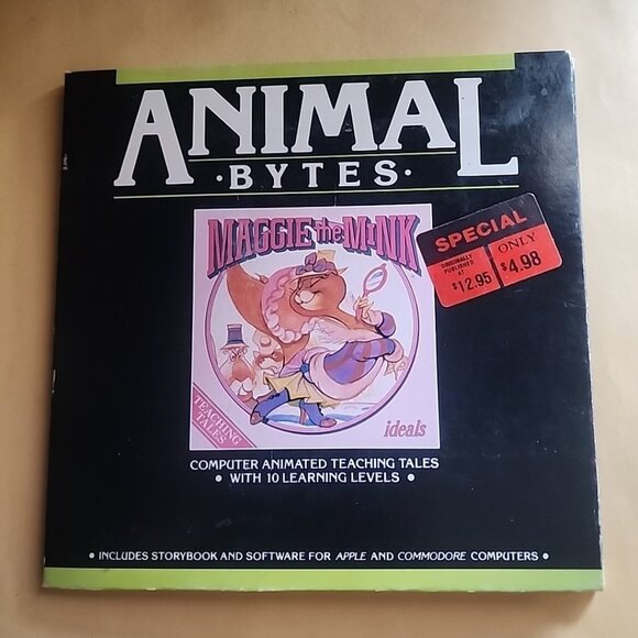 Animal Bytes Maggie the Mink Commodore 64/Apple 1984 W Story Book - Picture 1 of 13